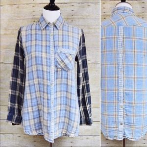 Vintage Havana Mixed Plaid Long Sleeve Top Sz L